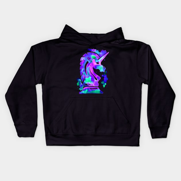 Chess Knight Unicorn Purple Kids Hoodie by ZeichenbloQ